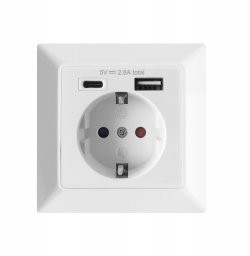 Gniazdo pojedyncze 2P+Z (Schuko), USB-A + USB-C, wyjście 5VDC, max 2,8A