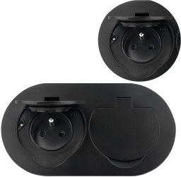 Orno Hermetyczne gniazdo elektryczne podwójne, owalne, IP55, 2x2P+Z(French), czarne