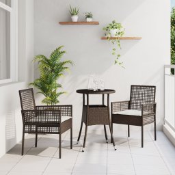 vidaXL Zestaw mebli jadalnych Zestaw 3 Brązowy Rattan, Metal Wytrzymały