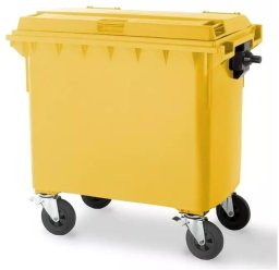 Pojemnik do segregacji odpadów na kółkach WEBER - pojemność 660 l (Kolor: żółty)