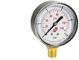 Manometr standardowy z przyłączem dolnym, śr. 63mm, 0-16bar, G1/4, M63R.PL016G14