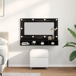 vidaXL Szafka z lustrem LED w czarnym dębie - 90x31,5x62 cm