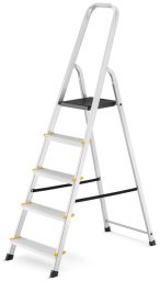 Drabina aluminiowa, 5 stopni, wytrzymałość 150 kg I-1915