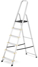 Drabina aluminiowa, 6 stopni, wytrzymałość 150 kg I-1916