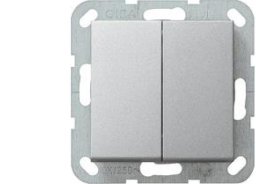 Gira Wyłącznik podwójny schodowy Gira System 55 aluminium