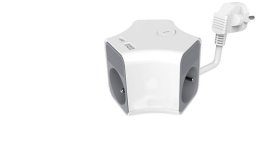 Plastrol Przedłużacz stały 3x z włącznikiem oraz gniazdami USB A USB C 2m PS-370WS/K+USBA+USBC/2 E W-30019