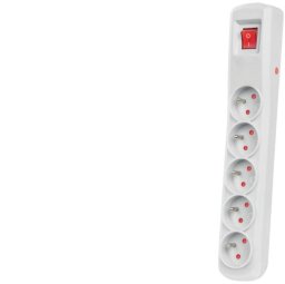 Przedłużacz elektryczny Listwa zasilająca antyprzepięciowa ARCON R5 na 5 gniazd 2P+Z z wyłącznikiem szara 1,5m
