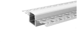 Profil MiniLUX LINE-8 2m srebrny +Klosz mleczny klik (profil wpuszczany ze skrzydełkami do zagipsowania) do taśmy led 8mm