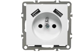 QUADRA GNIAZDKO Z BOLCEM 2X USB DO RAMEK 230V 2.1A