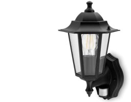 Kinkiet Elewacyjny Zewnętrzny E27 Czarna LATARNIA z Czujnikiem Ruchu BELLIS LUMILED