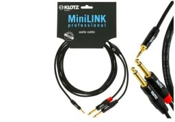 KLOTZ Kabel Audio mini Jack 3,5mm Stereo (wtyk) / 2x Jack 6,3mm Mono (wtyk) 3m