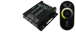 KONTROLER DUAL-WHITE LED RF 144w 12V czarny pilot radiowy dotykowy