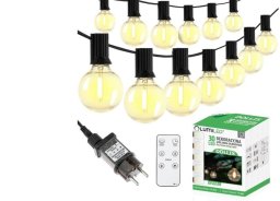 Girlanda Ogrodowa Zewnętrzna Łańcuch Świetlny 15,2m 30x LED Ozdobne Kuleczki 3000K + Pilot DOLLIS LUMILED