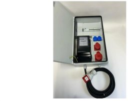 IP54 Metalowa rozdzielnica ścienna CEE 32A 16A 2x230V z bezpiecznikami HAGER FI /Miernik mocy z kablem 5m RB4