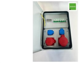 IP54 CEE 32A 16A 2x230V Metalowa rozdzielnica ścienna z miernikiem mocy LCD 94V-2