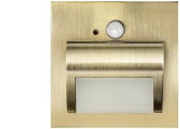 Oprawa Beryl PIR mosiądz zimna 6500K 1,5W 12V DC 9 led smd 3014 kwadrat do puszki fi 60 z czujką ruchu PIR