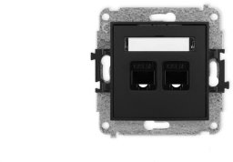ICON Mechanizm gniazda komputerowego podwójnego 2xRJ45, kat. 5e, 8-stykowy czarny mat 12IGK-2