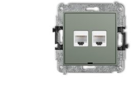 Karlik MINI Mechanizm gniazda komputerowego podwójnego 2xRJ45, kat. 5e, 8-stykowy, bez pola opisowego szałwiowy 61MGKBO-2