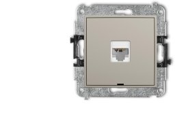 Karlik MINI Mechanizm gniazda komputerowego pojedynczego 1xRJ45, kat. 6, 8-stykowy, bez pola opisowego taupe 60MGKBO-3