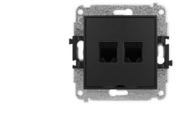 MINI Gniazdo komputerowe podwójnego RJ45 kat. 6 bez pola opisowego czarny mat12MGKBO-4