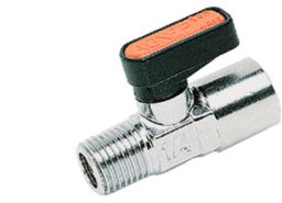 Zawór kulowy Ghilux mini R 3/8 GZ - R 3/8 GW, PN20, gwintowany, mosiądz niklowany, PTFE/NBR