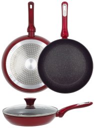 Frying pan Cosmo with glass lid O28cm induction red 24222106