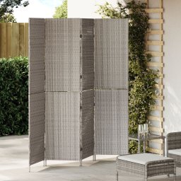 vidaXL Przegroda Pokojowa 4 Panele Składana Szara 195x180 cm Polirattan