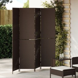 vidaXL VidaXL Przegroda Pokojowa 4 Panele Składana Brązowa 195x180 cm z Polirattanu