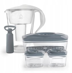 Dzbanek szklany Crystal biały SeeYoo Set3 stalowe