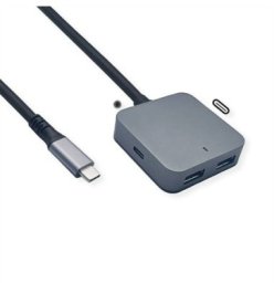 HUB USB Value VALUE Koncentrator USB 3.2 Gen 2, 4 porty (2x A + 2x C), z kablem przedłużającym, 3 m