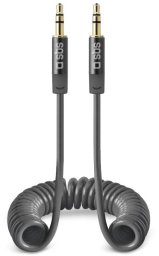 Kabel RCM-Pelikan SBS 3.5mm - 3.5mm spiralowy ciemny szary przewód