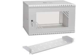 Szafa wisząca RACK 19 6U 350mm szara z półką przeszklona PRO LIGHT