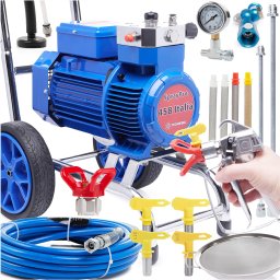 Mocny Agregat Malarski 4500W 28L/min Wąż 15M 4x Dysza 4x Filtr 2x Lanca Sito