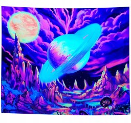 Dekoracja ŚCIENNA UV OBRAZ Fluorescencyjny GOBELIN ODBLASK 150cm XL Planeta