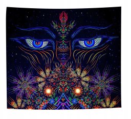 Dekoracja ŚCIENNA UV OBRAZ Fluorescencyjny GOBELIN ODBLASK 150x150cm Oczy