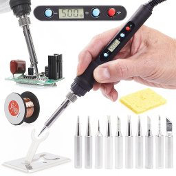 Zestaw Lutownica Techrebal 80W Wyświetlacz LCD 10 Grotów 900M Akcesoria
