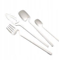 Zestaw SZTUĆCÓW Stal Nierdzewna Nowoczesne 32szt MATOWE Komplet SREBRNE