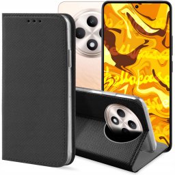 Hello Case ETUI Z KLAPKĄ DO OPPO RENO12 F 4G / 5G / FS 4G / 5G CZARNE MAGNETYCZNE CASE