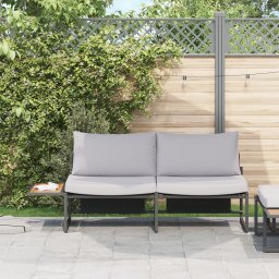 vidaXL Sofa ogrodowa 2-osobowa z jasnoszarymi poduszkami