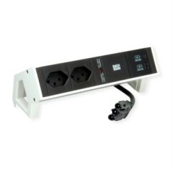 BACHMANN DESK2 2xCH 1xUSB A/C 22W, 0,2m GST18 RAL9010 Szwajcaria