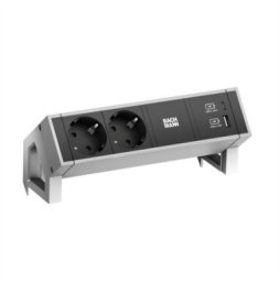 BACHMANN DESK2 2xstyk ochronny USB A&C, ładowarka USB 22W 0,2m GST18 INOX