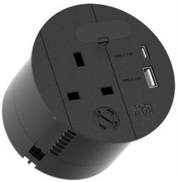 Bachmann BACHMANN LOOP IN CHARGE UK USB A/C22W, przewód zasilający 2,0 m H05VV-F3G1,5 mm z otworem przelotowym