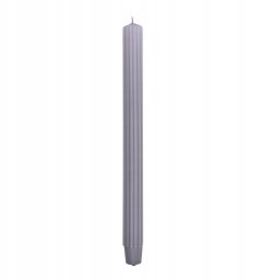 Świeca stołowa długa ryflowana DONAU HOME, 25x300 mm, 4 szt., szara