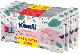 KINDII Sensitive Chusteczki oczyszczające dla niemowląt i dzieci 3+1 gratis