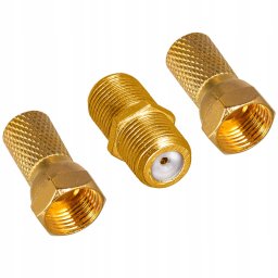 Zestaw do łączenia kabli SAT 2x wtyk F gold + 1x beczka F gold Vayox PAK.