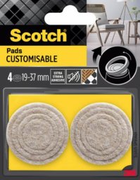Regulowane podkładki filcowe SCOTCH, samoprzylepne, okrągłe, 19-37mm, 4 szt., beżowe