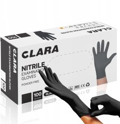 Clara Rękawice nitrylowe bezpudrowe CLARA, 100 szt., rozmiar XL, czarne
