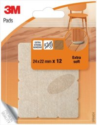 Miękkie podkładki z wełny SCOTCH, samoprzylepne, kwadrat, 24x22mm, 12 szt., beżowe