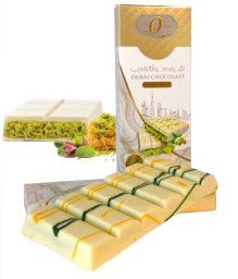 Dubai White Chocolate Crunchy Pistachio Kunafa, dubajska biała czekolada z pistacjami i ciastem kataifi 160g - Q Chew