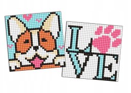 Diamentowa mozaika na naklejce IDEYKA, 9x9 cm, kids, uroczy mały piesek, 2 szt.